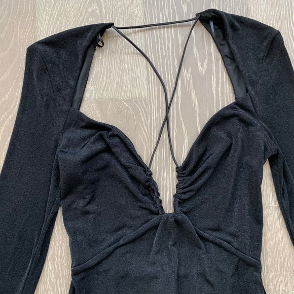 Misha Engracia plunge neck dress in black - Picture 9 of 9